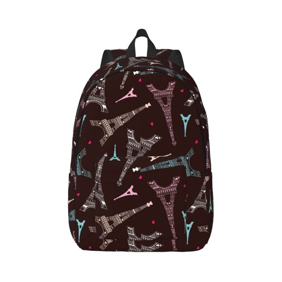 Xecao Eiffel Tower for Canvas College Laptop Backpack, Durable Rucksack Travel Notebook Bag School Backpack Book Bag for Men Women