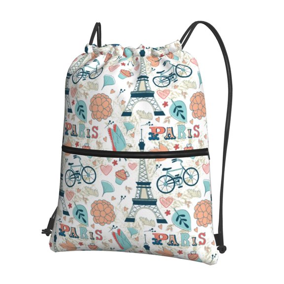Xecao Eiffel Tower for Drawstring Bags,Pull String Backpack Bags,String Bag Sackpack