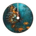thumbnail image 1 of Xecao Elegant Butterfly And Flowers Pattern Christmas Tree Skirt Round Xmas Tree Mat Base Cover for Holiday Home Decorations-36", 1 of 6