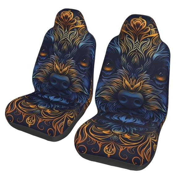 Xecao Elegant Dog Mandala Art Print Car Seat Cover in That Fits Most Cars, Vans, SUVs, and Trucks.