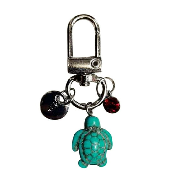 YOHAVEN Turtle Keychain Pendant, Initial Letter Birthstone Turquoise Charm Jewelry for Travel Souvenir Good Luck Protection Friendship Gift