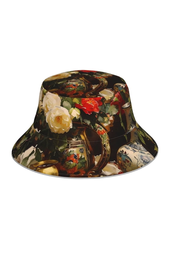 Elegant Still Life Roses Print Men and Women Night Reflective Hat Runner Cap Visor Bucket Hat Boonie Cap