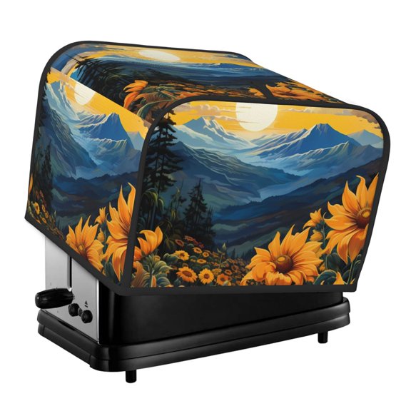 Xecao Elegant Sunset Sunflower Print 4 Slice Toaster Cover with Pockets, Small Appliance Cover, Dust and Fingerprint Protection, Machine Washable
