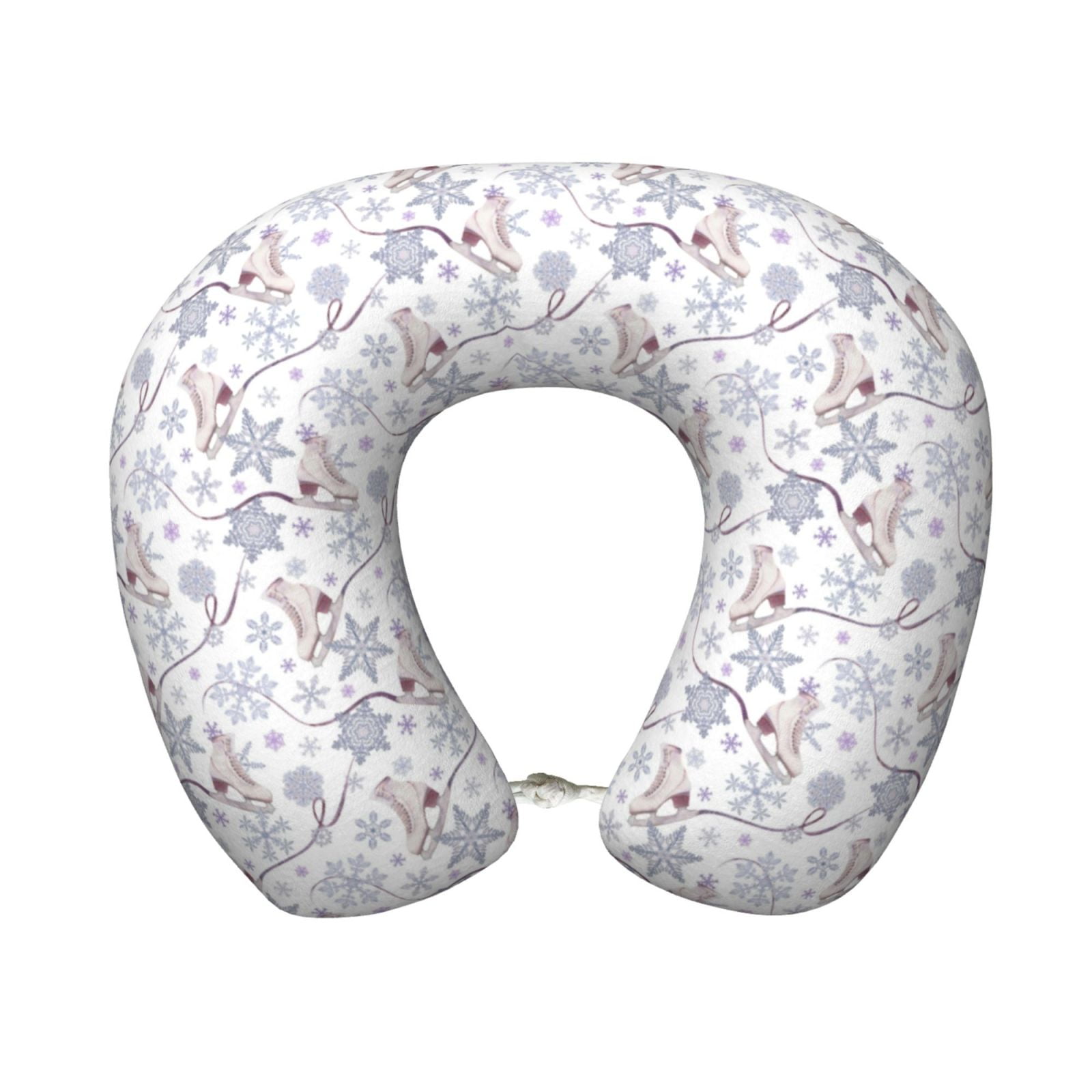 Xecao Elegant ice skates snowflakes Print Memory Foam Cervical Neck Pillow Versatile U-Shaped Pillows for Home,Office,Camping,Travelling,Soft Washable Cover