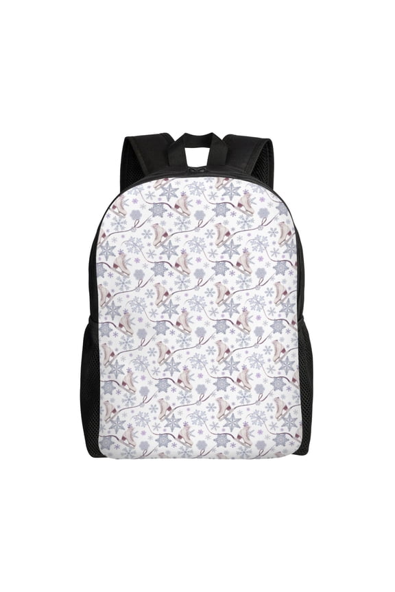 Elegant ice skates snowflakes Print School Backpack with Laptop Compartment Small Travel Laptop Backpack for Women Men Waterproof College Backpack Simple School Bag