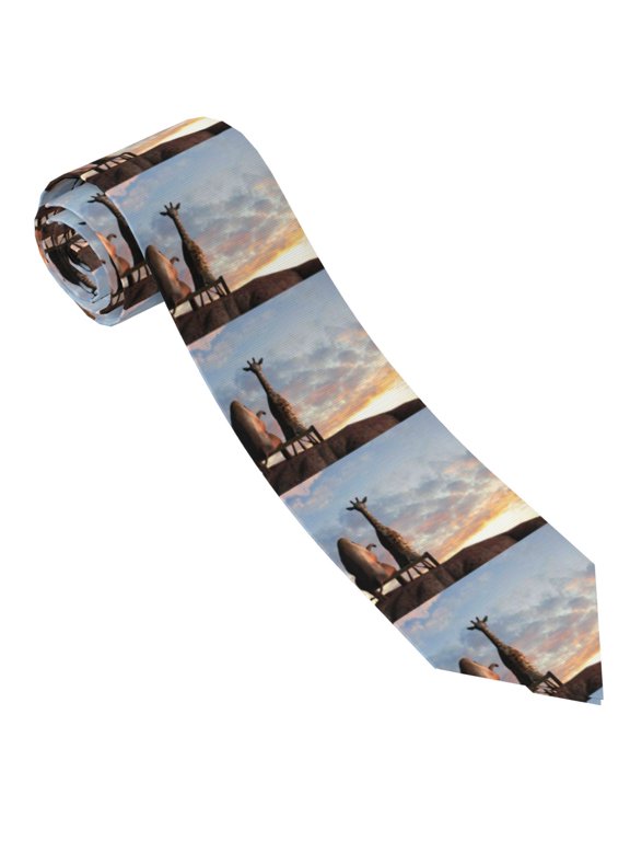 Elephant Giraffe Print Tie For Men Necktie Woven Jacquard Neck Ties,Classic Men's Tie