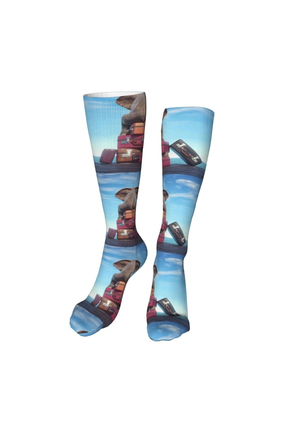 Elephant Sits Print Calf Socks Seamless Toe, Knee High Long Socks, Sports Socks Trouser Socks for Women and Men-One Size