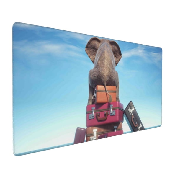 Xecao Elephant Sits Print Large Mouse Pad, 16x35.5in Mousepad, Professional Non-Slip Rubber Base Big Mouse Pad, Mouse Pad for Gaming & Office Full Desk Mouse Pad