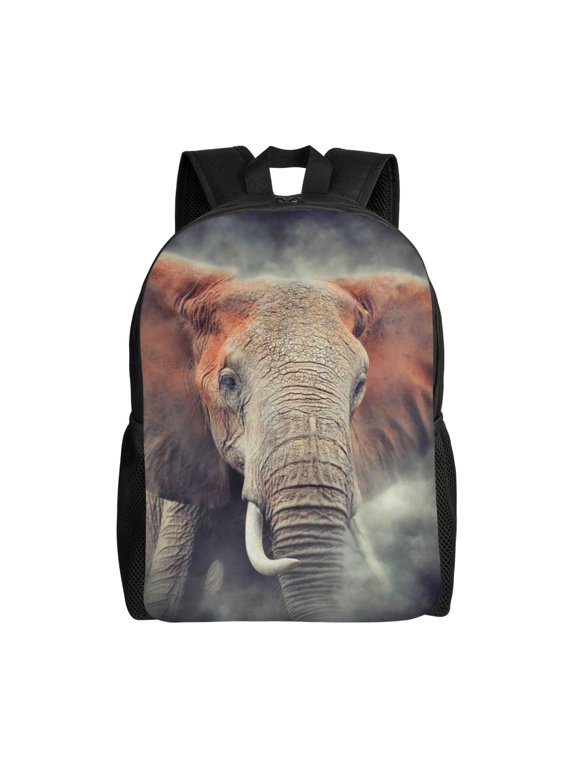 Elephant in Smoke Print School Backpack with Laptop Compartment Small Travel Laptop Backpack for Women Men Waterproof College Backpack Simple School Bag