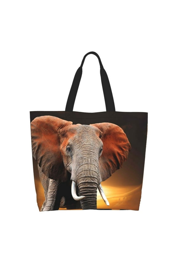 Elephant Sunset in Kenya for Tote Bag for Women, Tote Shoulder Bag with a littlw pocket and Handbag for Travel, Work