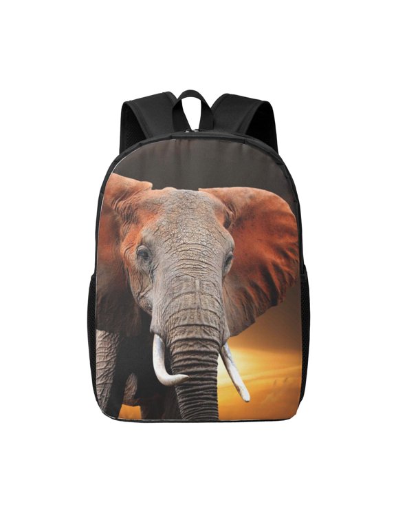 Elephant Sunset in Kenya print Travel Backpack, Large Computer Backpack for Men Women, College School Rucksack Book Bag