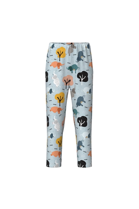 Elephant Tree Print Teenagers' Pajama Pants Long Sleep Pants Soft Elastic Waist Pajama Bottoms Elastic waist with 2 Pockets 5-16 Years-Large
