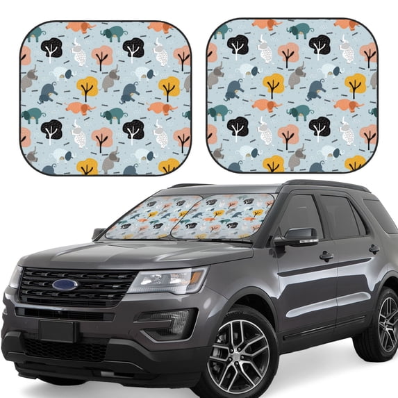 Xecao Elephant Tree for Foldable Car Sun Shades (2-Pack) offer sun protection with an easy-fold design for convenient windshield shading.