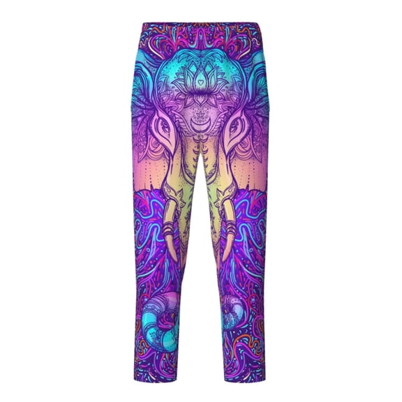 Xecao Elephant in Tribal Style Print Teenagers' Pajama Pants Long Sleep Pants Soft Elastic Waist Pajama Bottoms Elastic waist with 2 Pockets 5-16 Years-Small