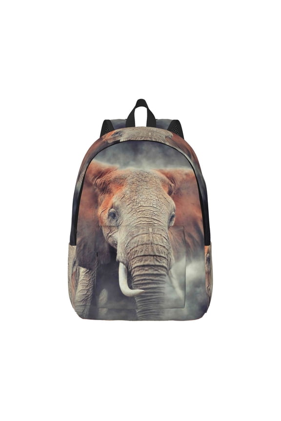 Elephant in Smoke for Canvas College Laptop Backpack, Durable Rucksack Travel Notebook Bag School Backpack Book Bag for Men Women