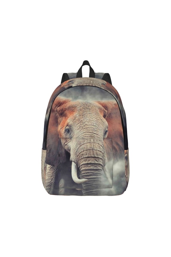 Elephant in Smoke for Canvas College Laptop Backpack, Durable Rucksack Travel Notebook Bag School Backpack Book Bag for Men Women