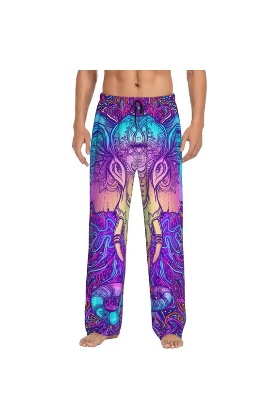 Elephant in Tribal Style Men's Straight Lounge Pajama Pants: The Ultimate in Comfortable Sleepwear