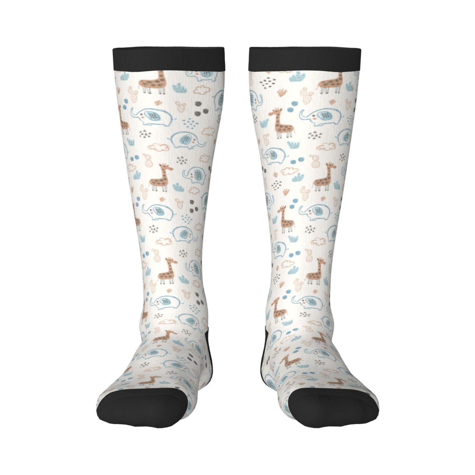 Xecao Elephants And Giraffes Print Compression Socks for Both Men And ...