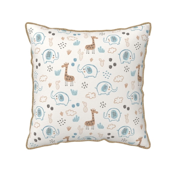 Xecao Elephants And Giraffes Print Soft Velvet Decorative Throw Pillow Covers, Square Cushion Cases for Bed, Sofa, Living Room, Car, and Indoor Outdoor Use-20"x20"