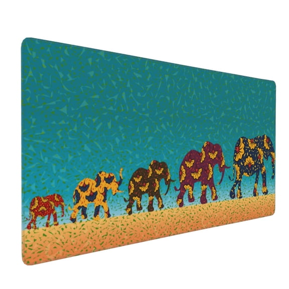 Xecao Elephants Print Large Mouse Pad, 16x35.5in Mousepad, Professional Non-Slip Rubber Base Big Mouse Pad, Mouse Pad for Gaming & Office Full Desk Mouse Pad