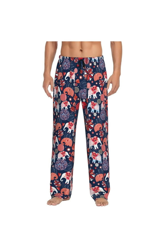 Elephants Print Men's Straight Lounge Pajama Pants - The Ultimate in Comfortable Sleepwear-