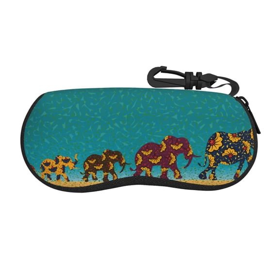 Xecao Elephants for Eyeglass Case Soft Shell, Portable Sunglass Case, Fashionable Eyeglass Case with Zipper, Lightweight