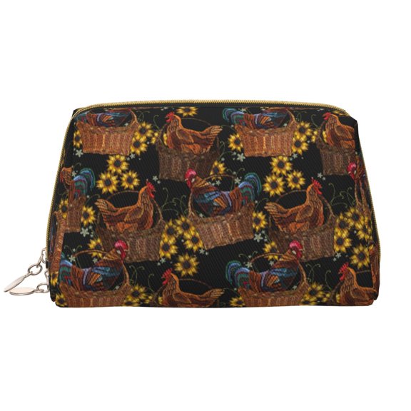 Xecao Chicken Rooster Print Fashion Makeup PVC Bag Large Capacity Travel Cosmetic Bag for Women Organizer Toiletry Clutch