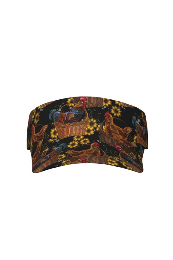 Embroidery Chicken Rooster for Adult Sun Cap offers versatile sun protection with adjustable Velcro for a secure fit.