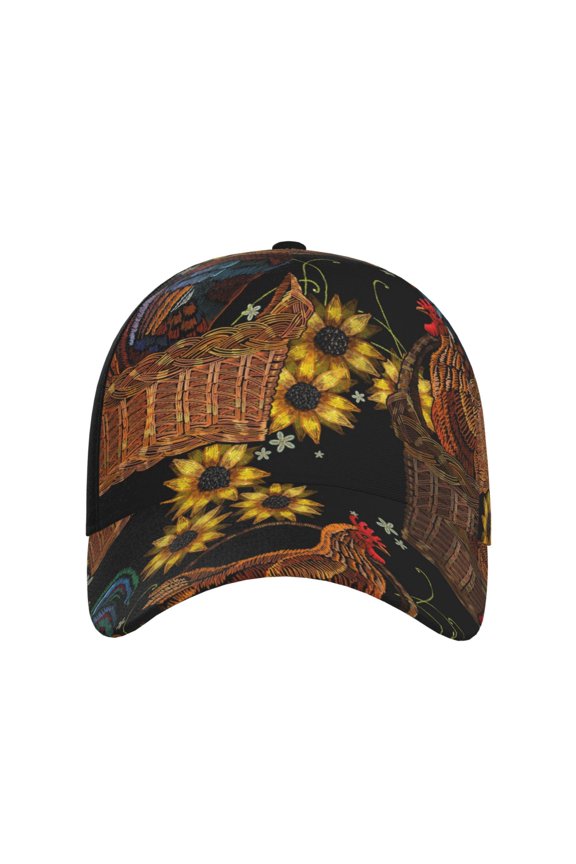 Embroidery Chicken Rooster for Baseball Cap: Unisex, crafted from classic polyester twill fabric, featuring a soft unconstructed design