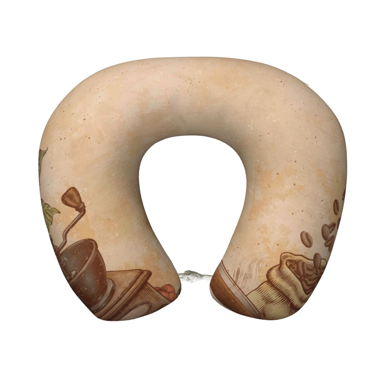 Xecao Engraved Coffee On Kraft Paper Print Memory Foam Cervical Neck Pillow Versatile U-Shaped Pillows for Home,Office,Camping,Travelling,Soft Washable Cover