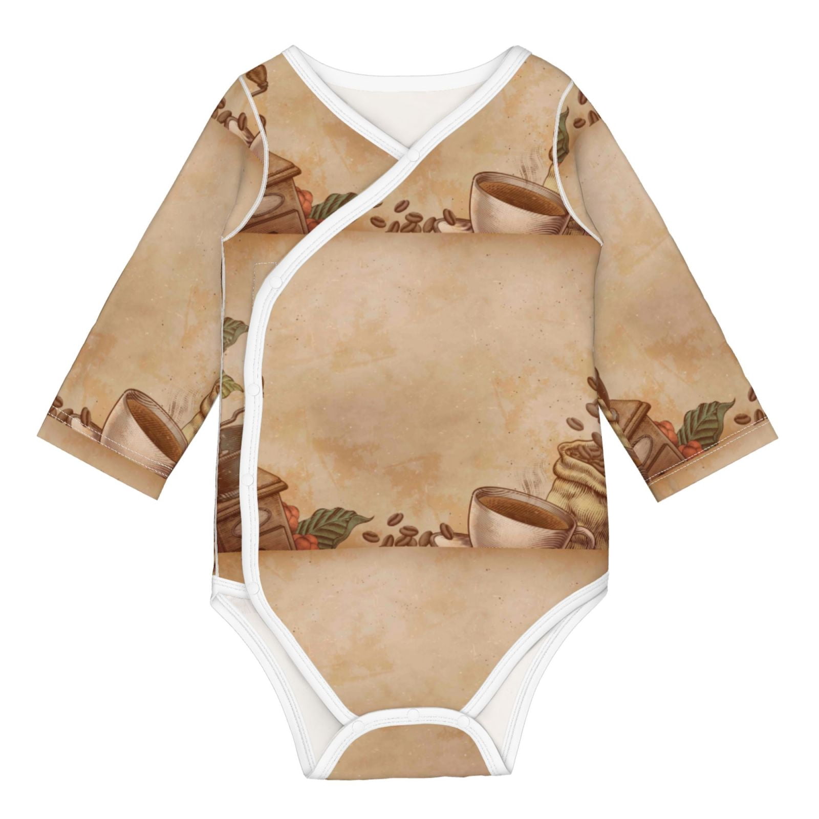 Xecao Engraved Coffee On Kraft Paper Print Baby unisex-baby Cotton Long-sleeve Bodysuits-18 Months
