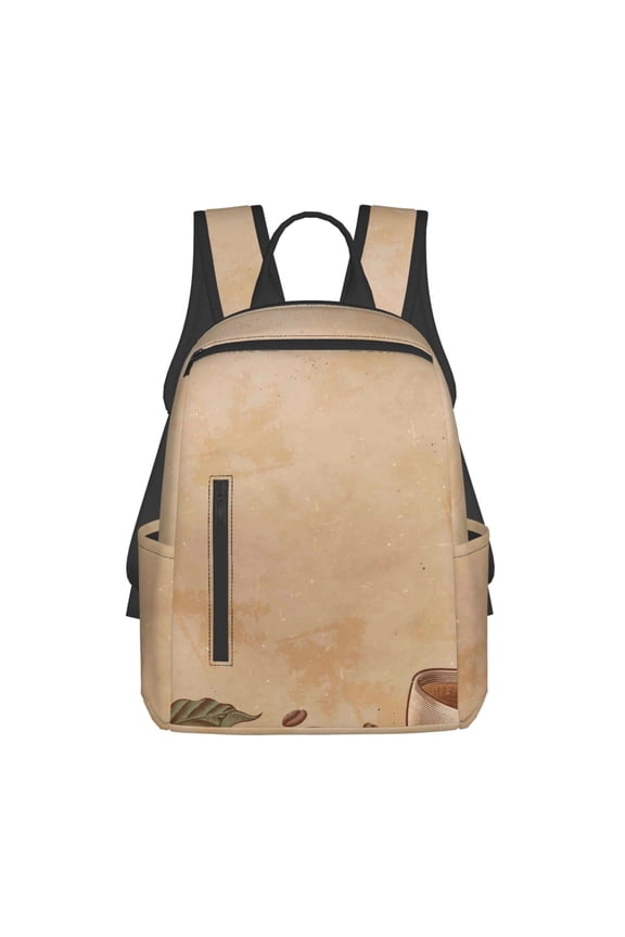 Engraved Coffee On Kraft Paper print Backpack For women men Aesthetic Lightweight Travel Daypack Simple Cute Backpack For Bookbag