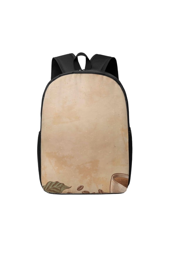 Engraved Coffee On Kraft Paper print Travel Backpack, Large Computer Backpack for Men Women, College School Rucksack Book Bag