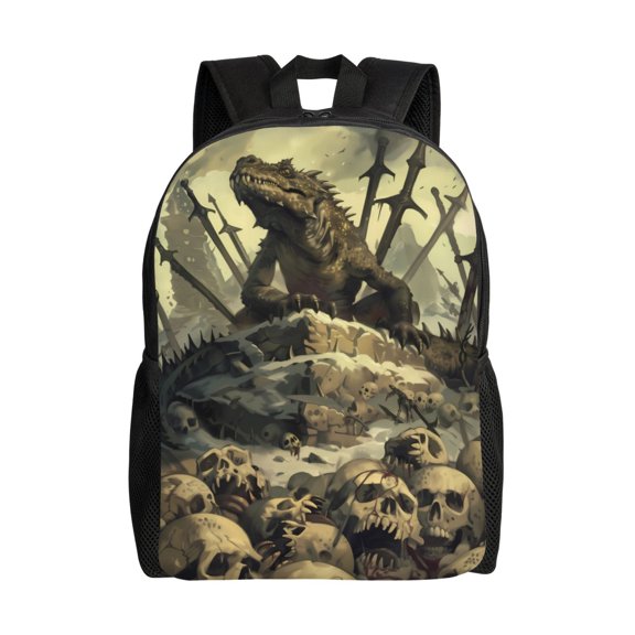 Xecao Epic Dragon Skull Scene Print School Backpack with Laptop Compartment Small Travel Laptop Backpack for Women Men Waterproof College Backpack Simple School Bag