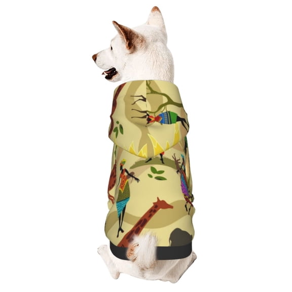 Xecao Ethnic African Pattern Sweatshirts Winter Pet Dog Hoodie Puppy Coat Dog Sweaters Dog Clothes with Hat Dog Clothes Costume Outfit,Small Pets Wear-Large