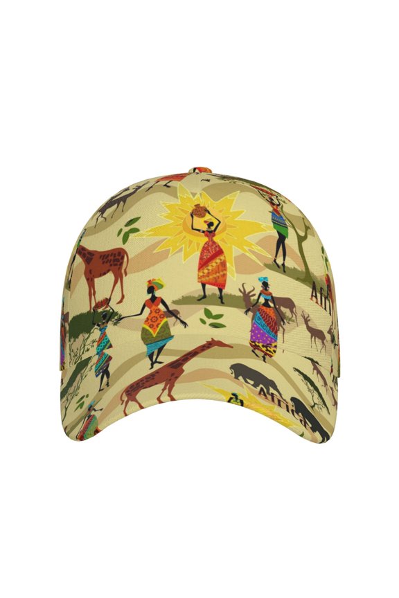 Ethnic African for Baseball Cap: Unisex, crafted from classic polyester twill fabric, featuring a soft unconstructed design