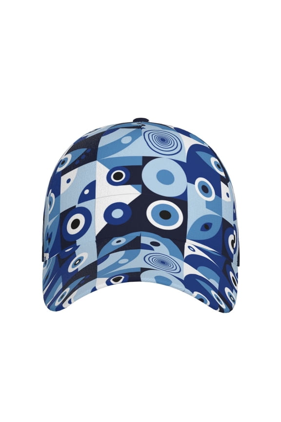 Evil Eye for Baseball Cap: Unisex, crafted from classic polyester twill fabric, featuring a soft unconstructed design