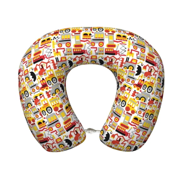Xecao Excavator (2) Print Memory Foam Cervical Neck Pillow Versatile U-Shaped Pillows for Home,Office,Camping,Travelling,Soft Washable Cover