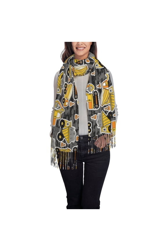 Excavator At Work Pattern Womens Winter Scarf Fall Scarf Oversized Large Scarf for Women Warm Shawl Wrap