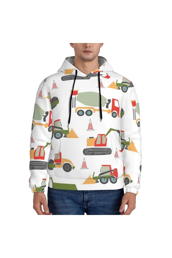 Excavator Pattern Men's Adult Pullover Hoodie,Hooded Sweatshirt-4X-Large