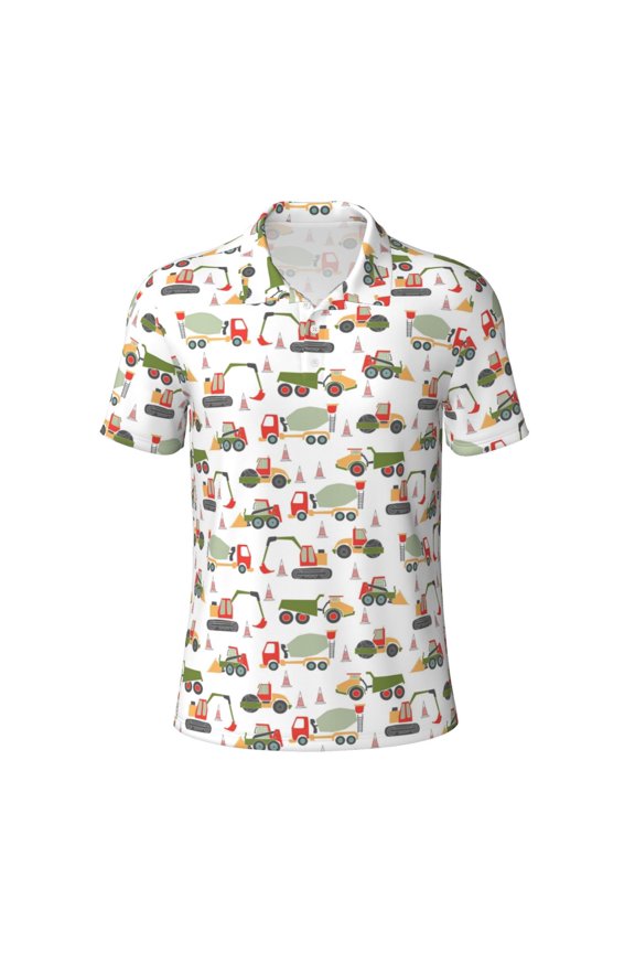 Excavator for Mens' Casual Short Sleeve Button-Down Polo Shirts for a Classic Golf Look