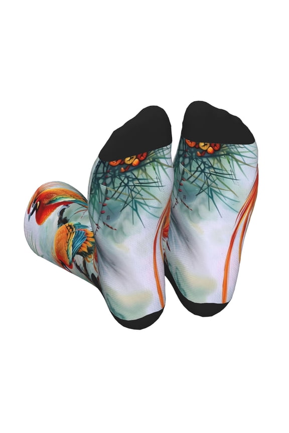 Exotic Birds Forest Print Crew Socks for Men and Women, Men's Soft Moisture-wicking Sock