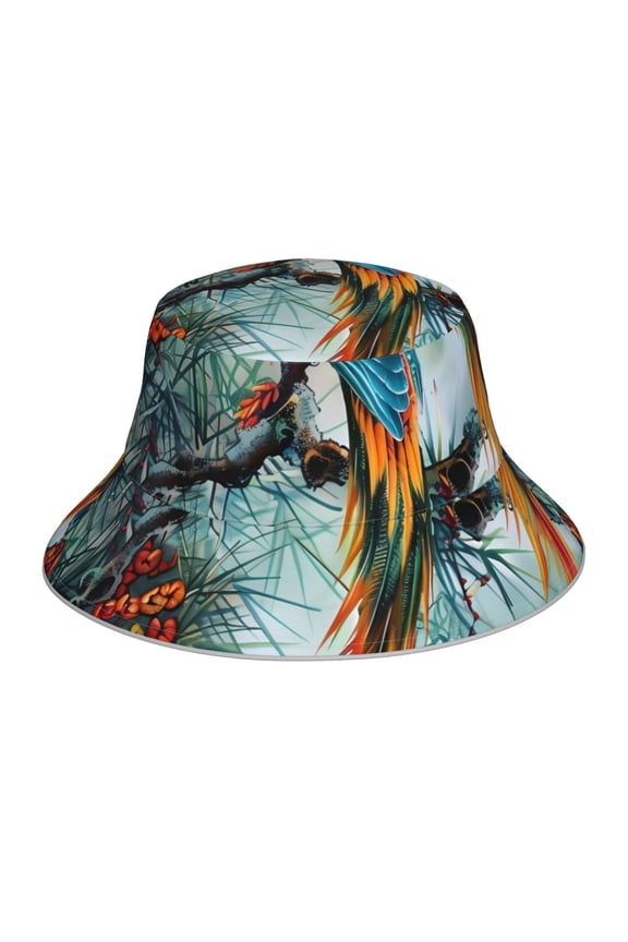 Exotic Birds Forest Print Men and Women Night Reflective Hat Runner Cap Visor Bucket Hat Boonie Cap