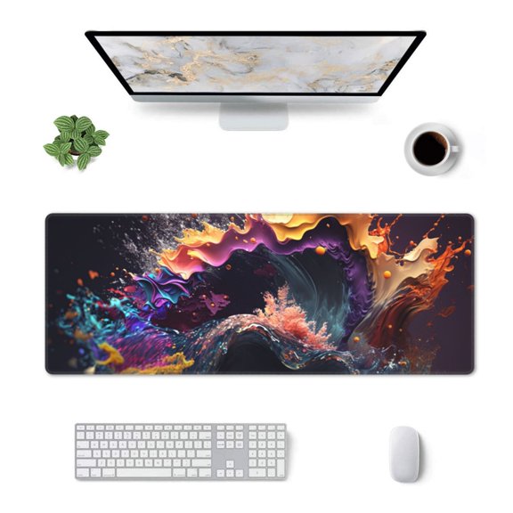 Xecao Explosive Fluid Splash Art for Mouse Pad - Waterproof Extended Contour Mouse Mat, Large Gaming Mousepad Laptop Keyboard Mat with Non-Slip Rubber Base