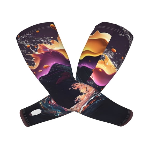 Xecao Explosive Fluid Splash Art Print Cooling Arm Sleeves, UPF 50 UV Sun Protection Sports Compression ,Tattoo Cover Up ,Sports Sleeve for Basketball Golf Football