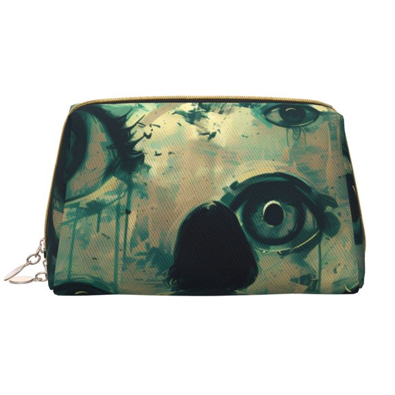 Xecao Eyes Watching In The Dark Print Fashion Makeup PVC Bag Large Capacity Travel Cosmetic Bag for Women Organizer Toiletry Clutch