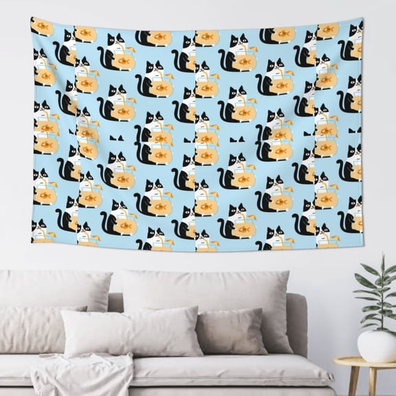 Xecao FUNNY CAT IS DRINKING WATER Print Tapestry, Wall Hanging Room Funny Decor, Backdrop Room Decor for Bedroom Living Room dormitory