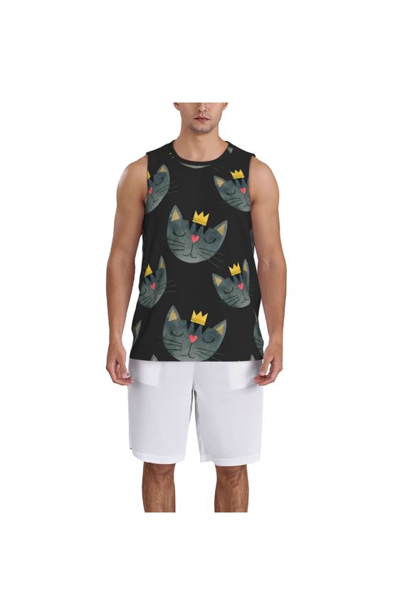 Faces Of The Cat print basketball shirt for both men and women, a unisex basketball jersey perfect for theme parties-3X-Large