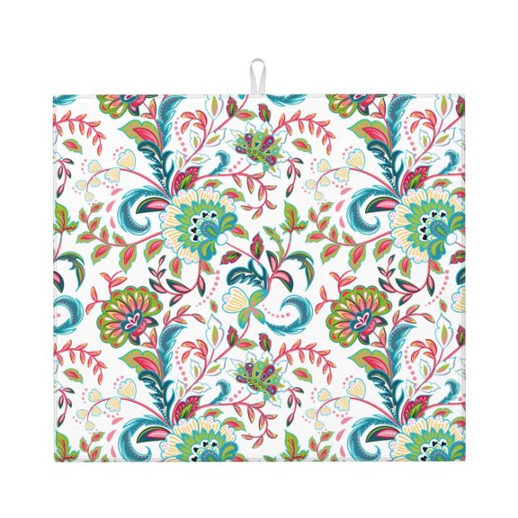 Xecao Fairy Flower Print Dish Drying Mat for Kitchen Counter,Absorbent Coffee Bar Mat, Dish Drainer Rack Mats,Dining Room Decoration