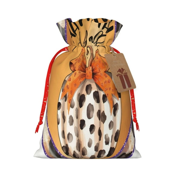 Xecao Fall Farmhouse Pumpkins1 Print Burlap Gift Bags with Drawstring and Gift Tags, Gift Bags, Burlap Bags, Jute Bags for Party, Christmas, DIY Craft Bags-Small
